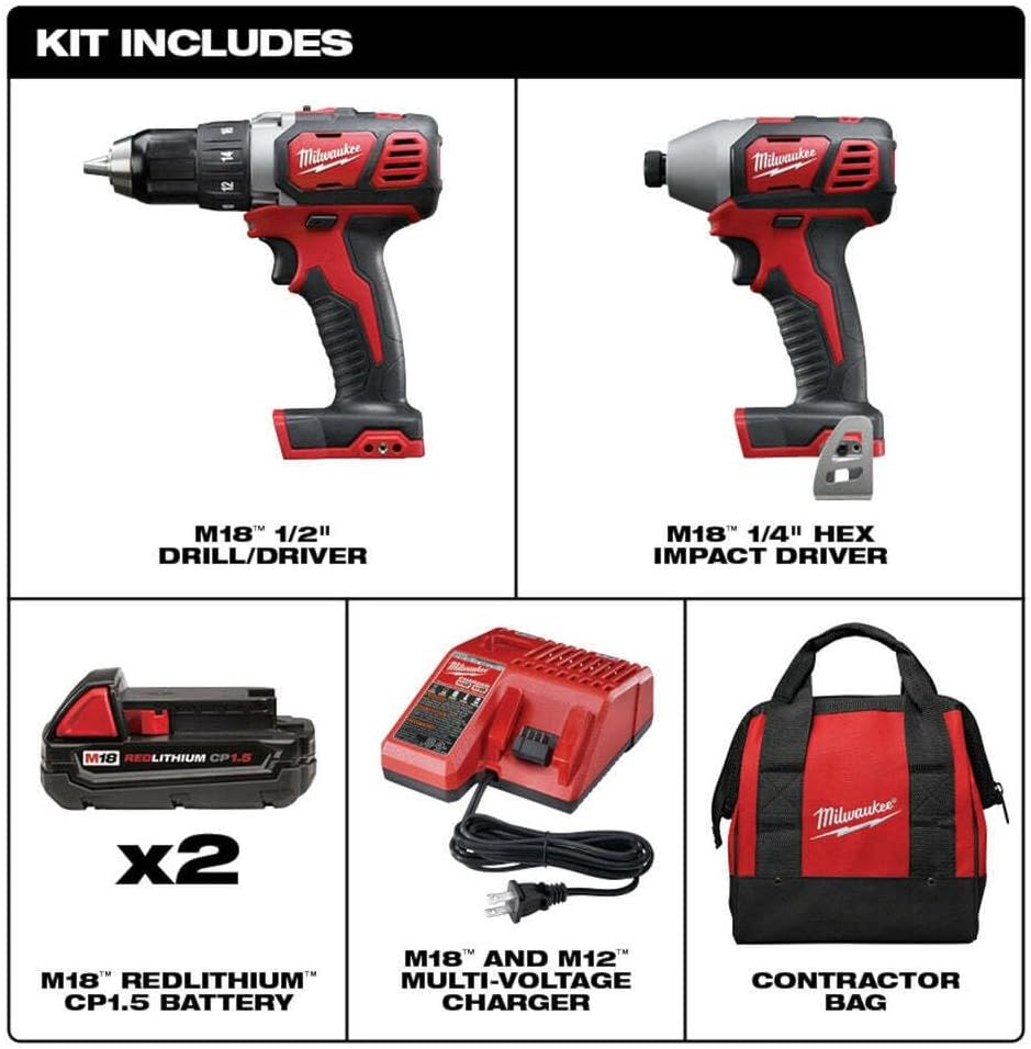 BYOGI Fits Milwaukee 2691-22 M18 18V Cordless Li-Ion Drill Driver/Impact Driver Combo Kit