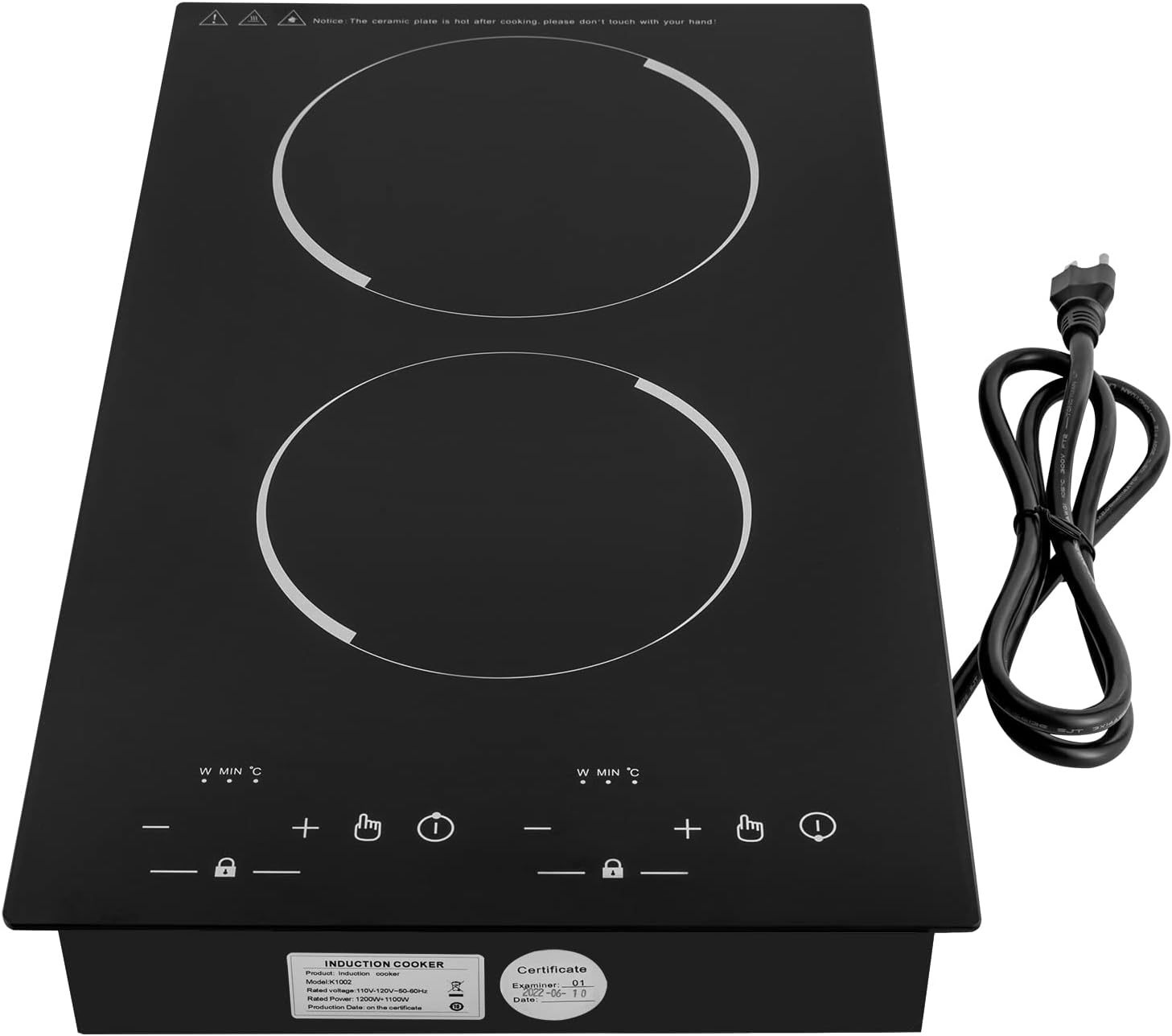Double Induction Cooktop, 110V 4000W Electric Cooktop with LED Digital Screen and 9 Temperature Adjustment Gears Portable Induction Cooktop Stove for Home Kitchens, Restaurant, Apartments