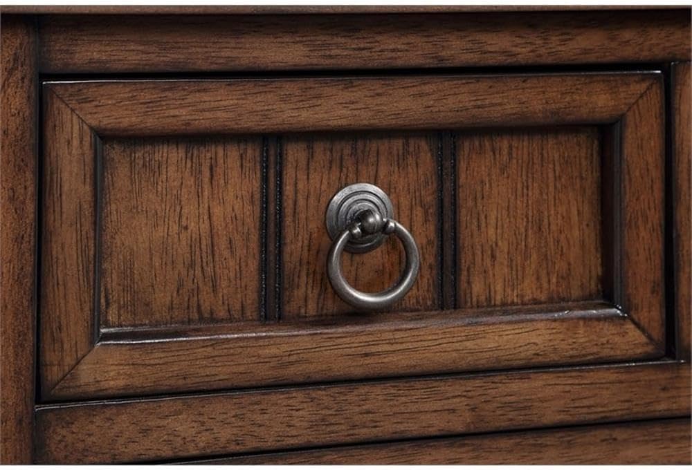 Convenience Concepts Kendra Entryway Hall Table 23.75' - 3 Storage Drawers, Traditional Console with Shelf for Decor, Office & Hallway Organizer, No Tools Assembly, Solid Wood Legs, Dark Oak