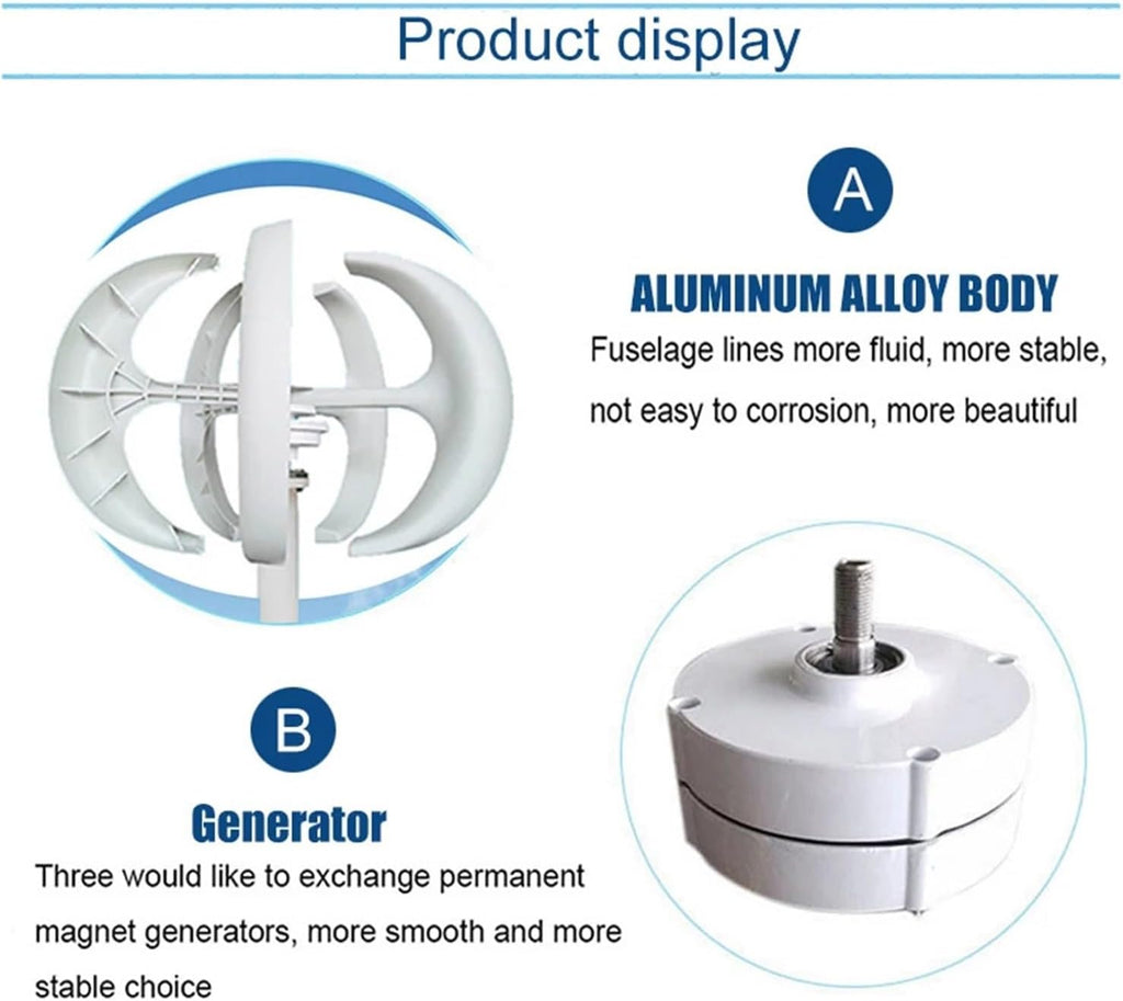 Windmill Generator, 3000W Vertical Wind Turbine 12V 24V 48V Small Windmill Free Energy Household Farm Low Wind Speed Starting Wind Turbines (Color : Rojo, Size : 24V), 1005005499878427