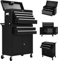8-Drawer Rolling Tool Chest, 2-in-1 High Capacity Removable Cabinet Storage Tool Box with Wheels and Drawers, Detachable Toolbox with Lock for Workshop Mechanics Garage (Black)