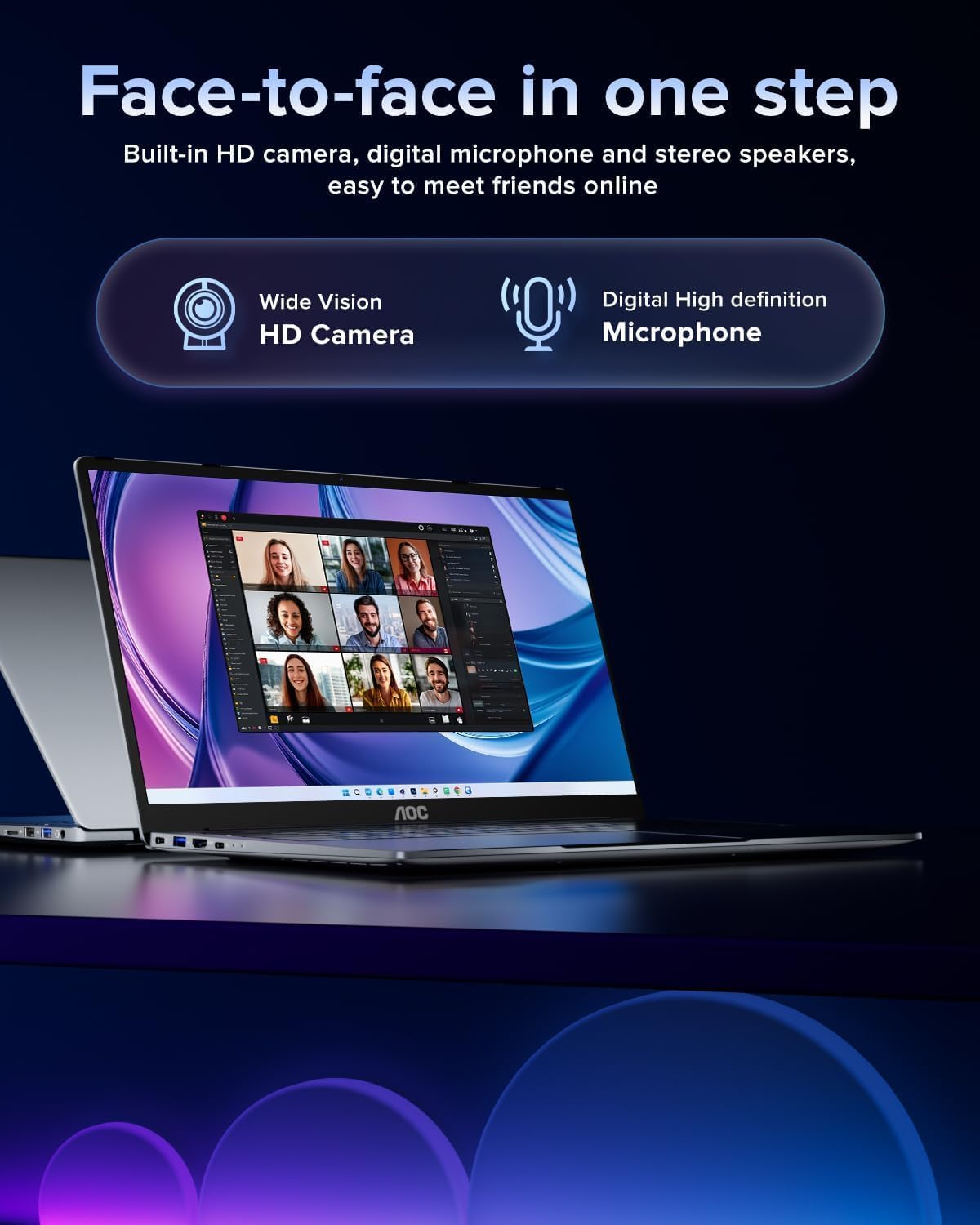 AOC Laptop Computer 15.6 Inch FHD Screen Laptop with N95 Processor(Up to 3.4GHz) 16GB RAM 512GB SSD Work Laptops Windows 11 Laptop Computer, Light&Thin, Metal Shell, Webcam, Type-C, USB3.2, -111