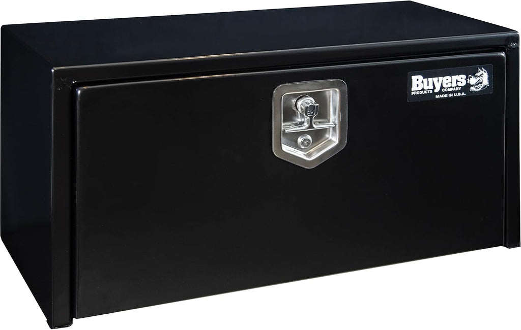 Buyers Products 1703324 Black Steel Underbody Truck Tool Box – 15 x 30 x 30 Inch - Truck Bed & Underbelly RV Storage Box, Locking T-Latch, Weather-Resistant, Heavy-Duty Flatbed Job Box, Made in USA