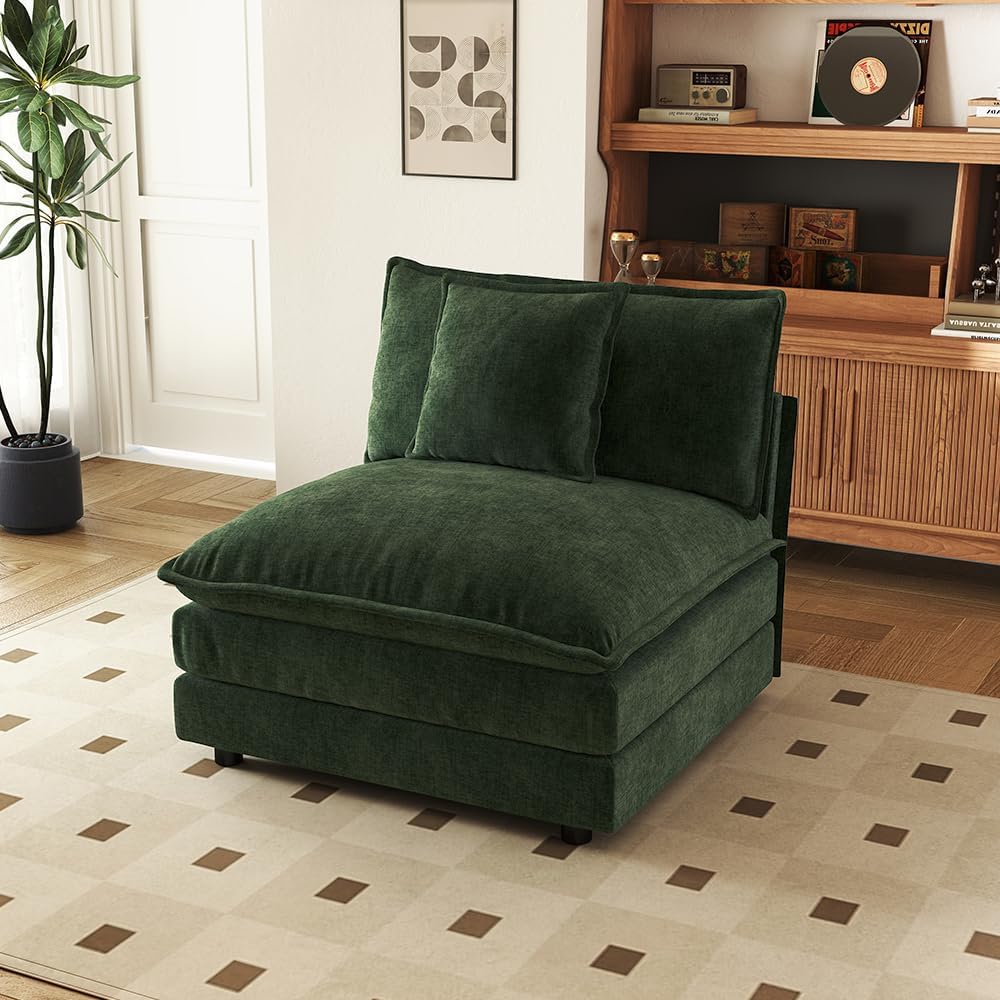 SoarFlash Chenille Sectional Middle Position Sofa,Green
