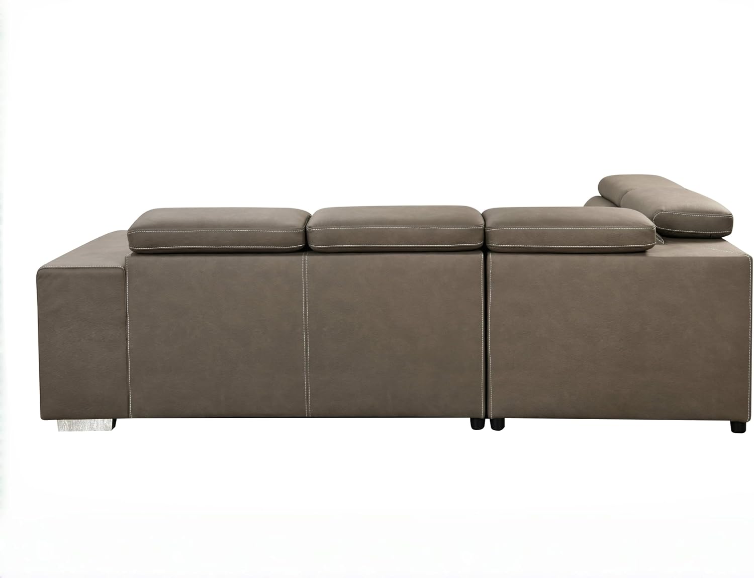 THSUPER 104'' Microfiber L Shaped Sectional Sleeper Sofa Couch with Pull Out Bed and Storage Ottoman, Convertible Couches with Adjustable Headrest for Living Room, Left Facing Chaise. Light Brown