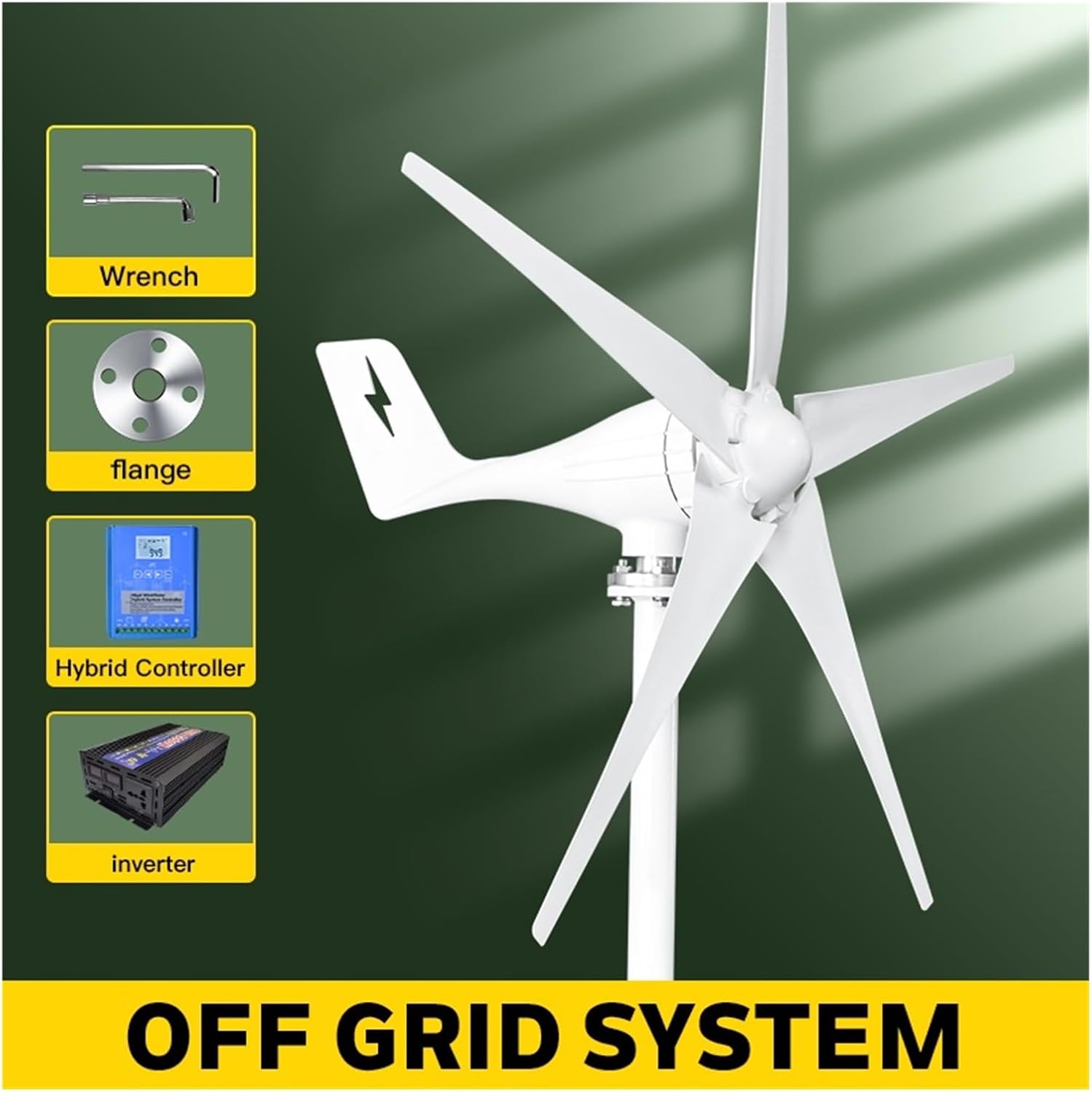 Wind Turbine Generator 3000w Horizontal 12V 24V Free Energy Magnetic Strong Power Inverter Output for Home Low Starting Speed for Home(Off Grid System 2,24V_1000W)