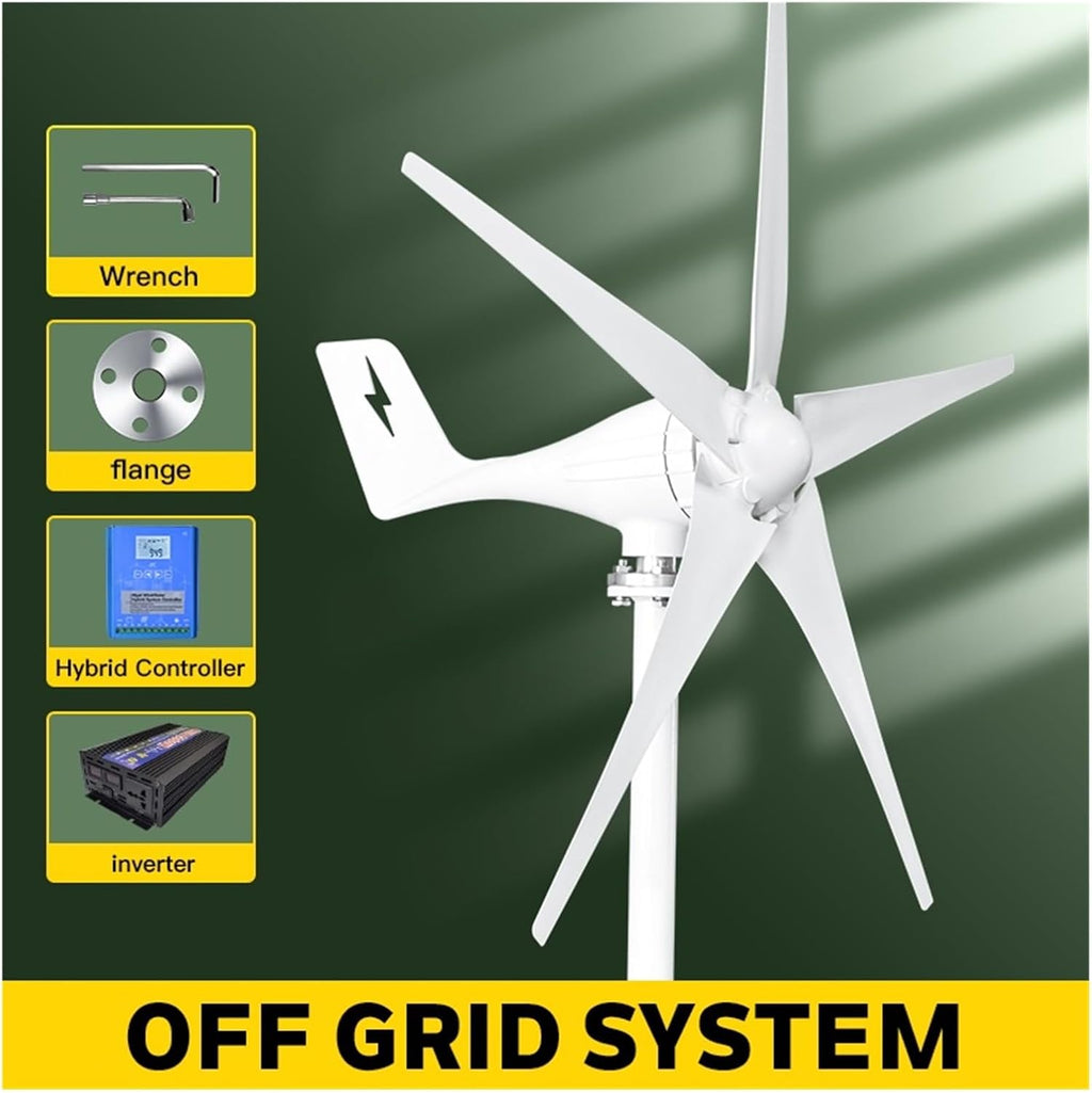 Wind Turbine Generator 3000w Horizontal 12V 24V Free Energy Magnetic Strong Power Inverter Output for Home Low Starting Speed for Home(Off Grid System 1,24V_1000W)