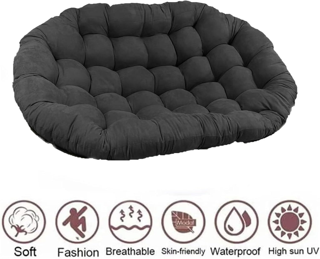 Oversized Double Papasan Chair Cushion, Indoor Outdoor Wicker Egg Rocker Cushions for Patio Furniture, Overstuffed Round Cushion, (Frame NOT Included)