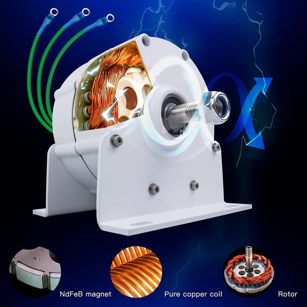 Generator 3000W Low RPM Motor Permanent Magnet Alternator 12V 24V 48V Low Noise DIY AC Alternator Permanent Magnet Motor with Base
