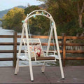 Balcony Hanging Basket Hanging Chair, Outdoor Single Wrought Iron Swing Chair, Indoor Adult Rocking Chair, Goos Gifts (Beige)