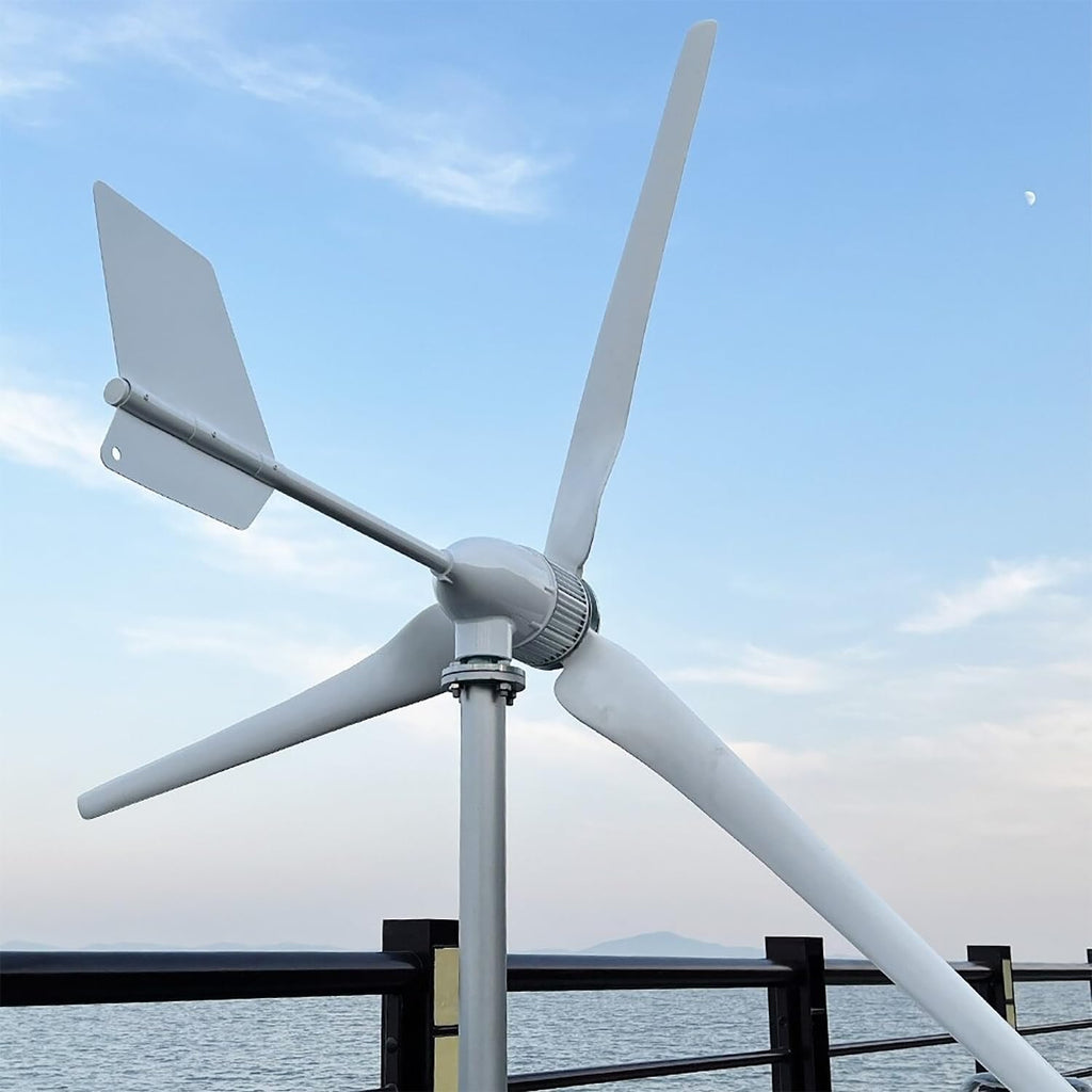 2000W 24V Wind Turbine Generator Kit Wind Power Generator with LCD Charge Controller for Home RV Marine Electricity Off Grid System
