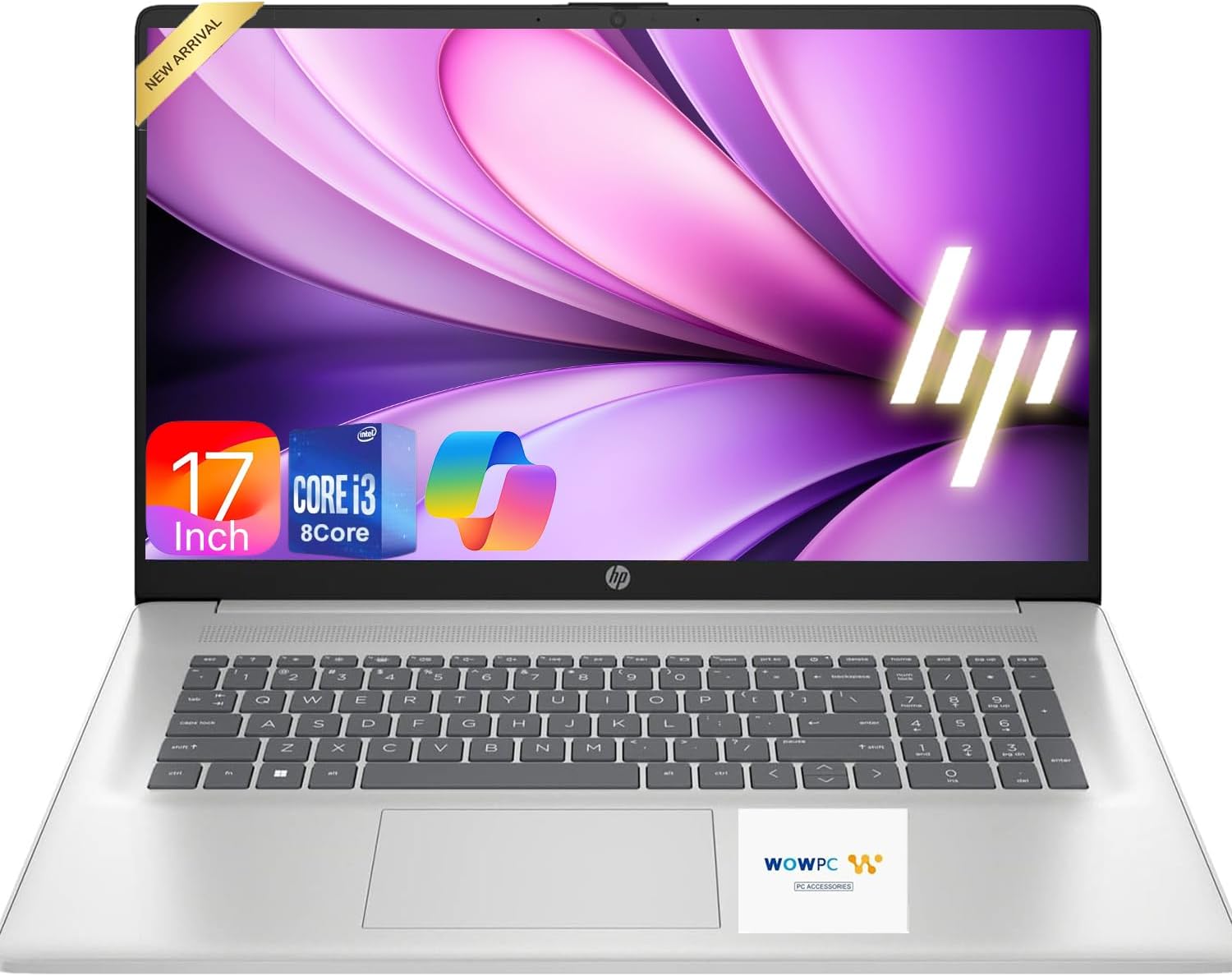 HP 17.3' Business Laptop, Powerful Intel 13th 8 Cores i3 CPU (Beat 11th i5), 8GB RAM, 256GB SSD, USB-C, Wi-Fi 6, Windows 11 + Copilot, Office 365 for The Web, No Mouse