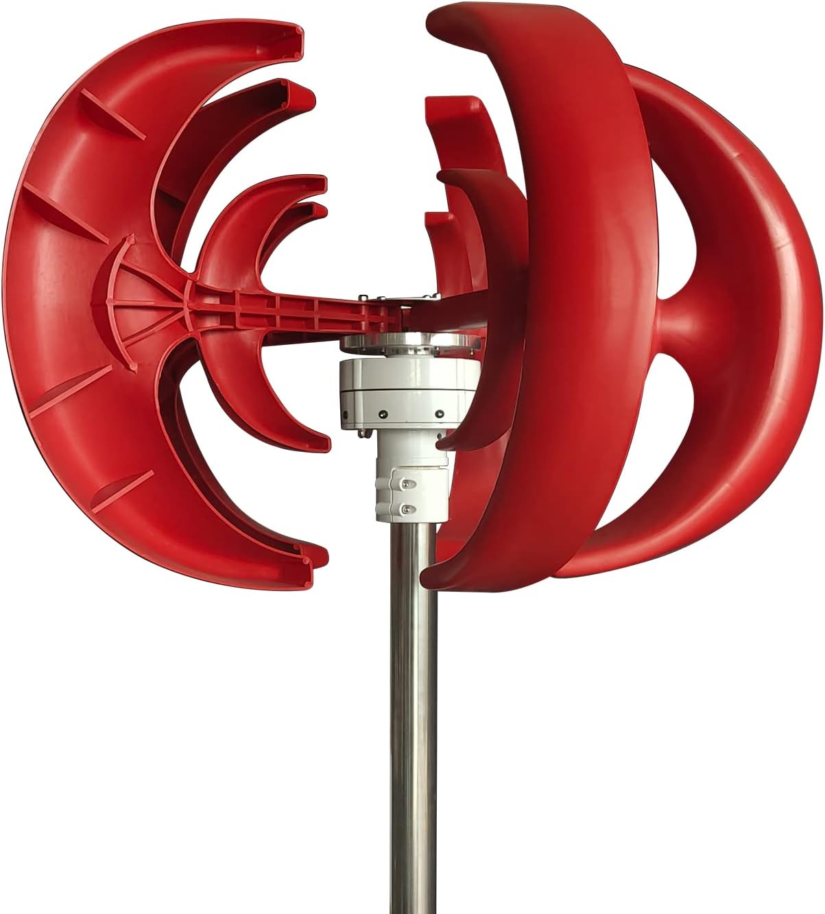 12V 24V 48V White 5 Blades Vertical Wind Turbine Generator+3000W Permanent Magnet Lantern Vertical Wind Turbine Kit with Controller for Home(Red)