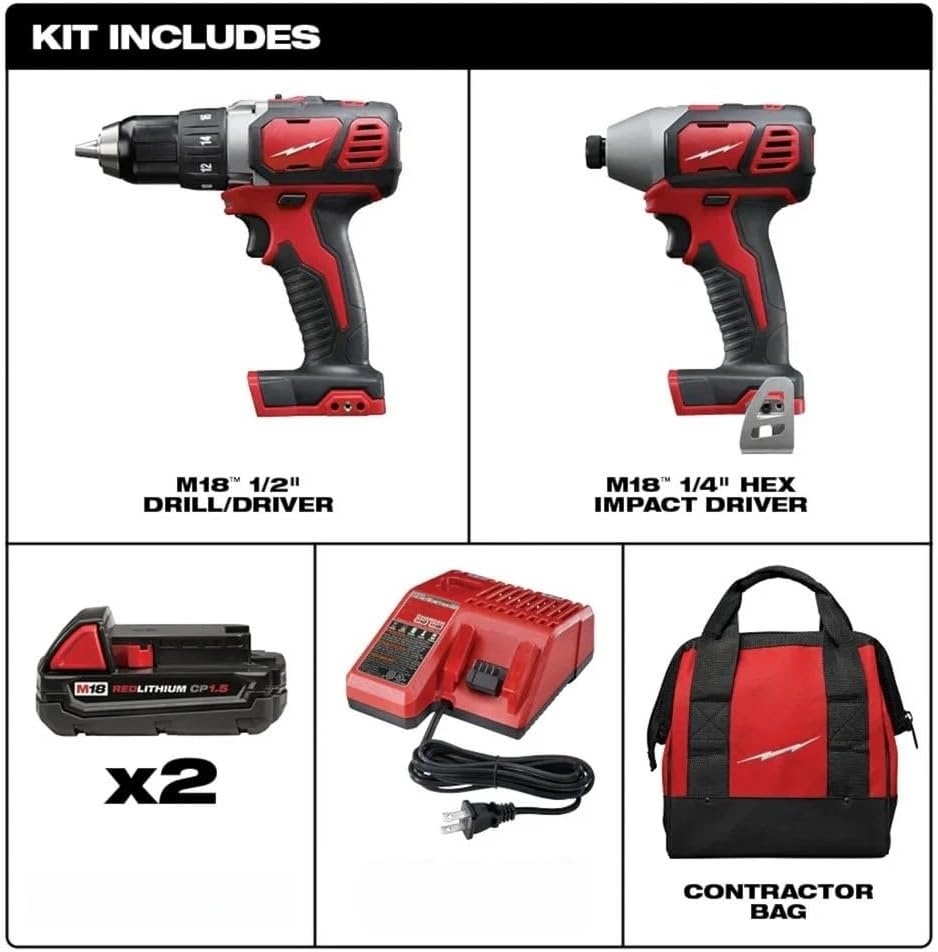 New 2 tool Cordless combo kit 2691-22 for Milwaukee M18 2650-20 Hex Impact Driver and 2601-20 Compact Driver