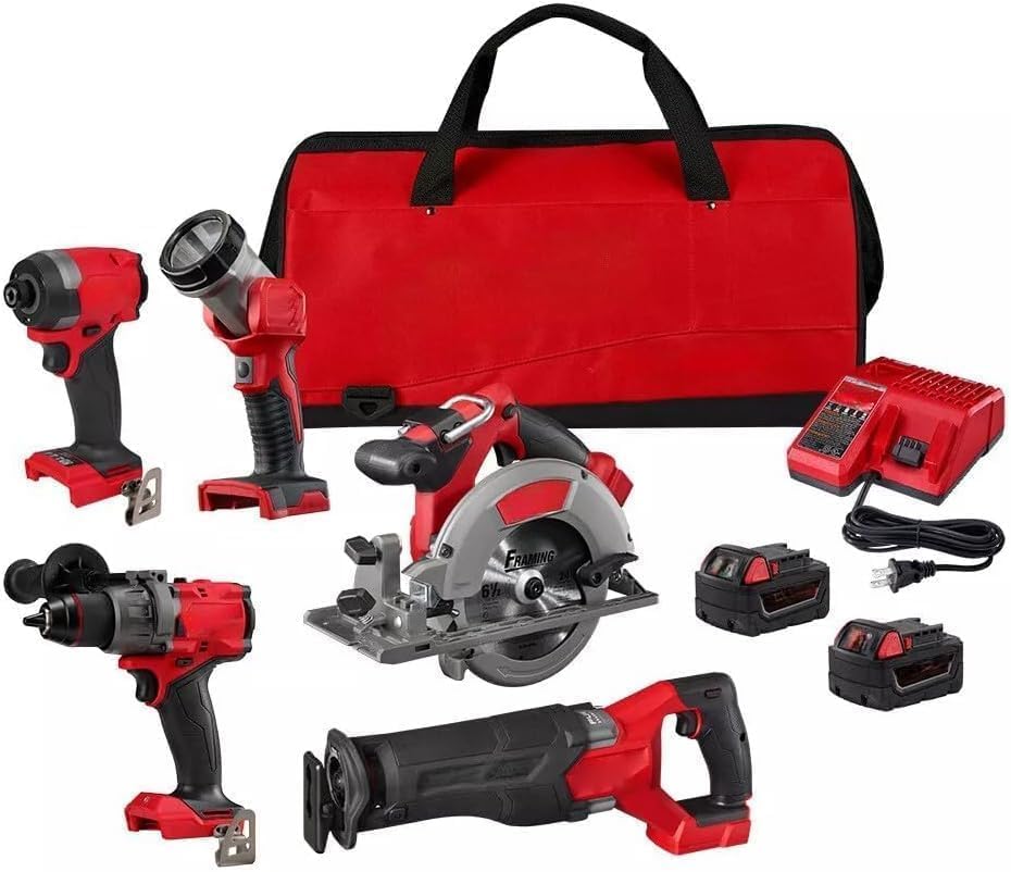 For Milwaukee.d M18 FUEL 5-Tool Combo Kit, Wet/Dry Vacuum, Impact Wrench Bundle