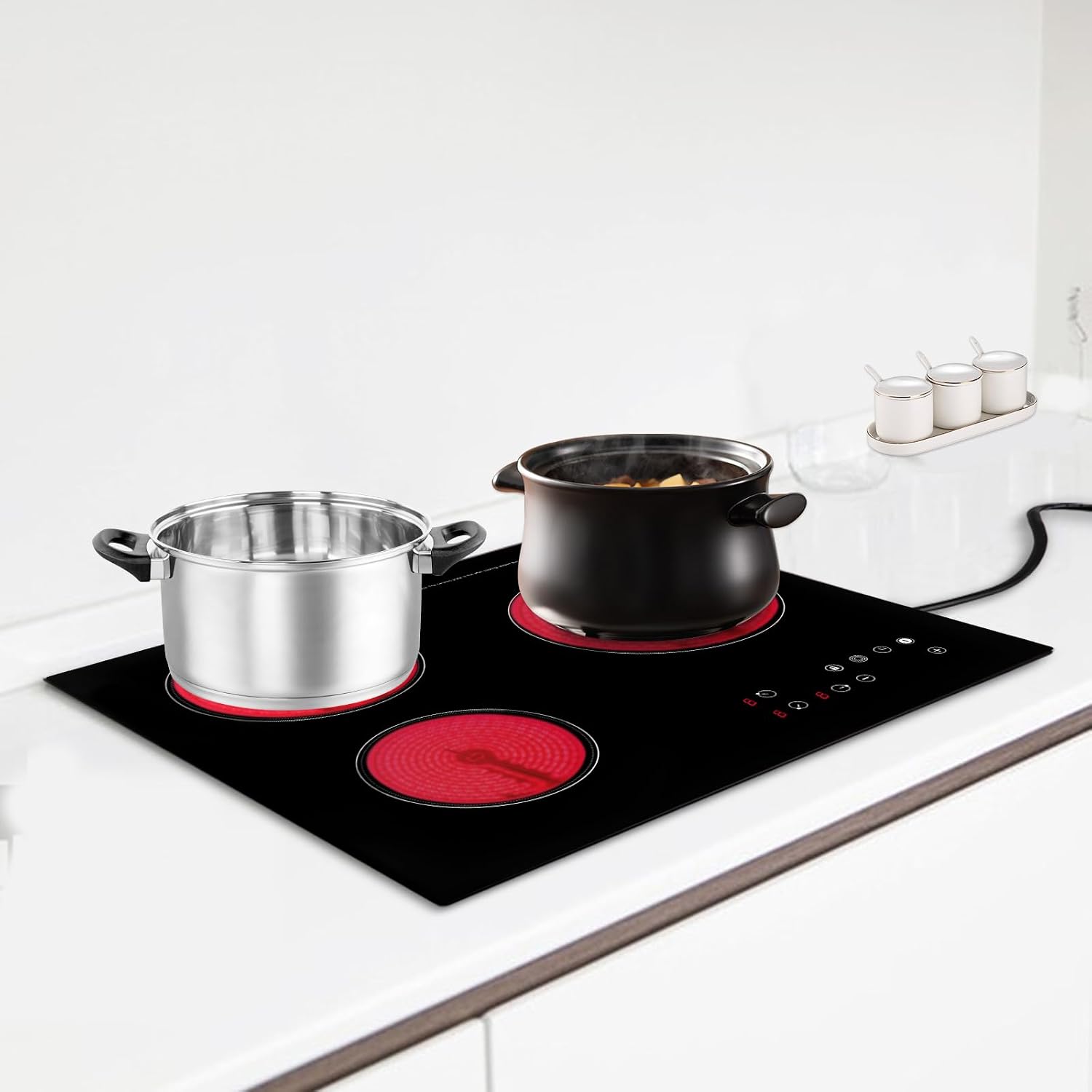 3 Burner Induction Cooktop with Timer, Portable Induction Cooker Electric Stove Top Sensor Touch Stove Multiple Power Levels Adjustable Temperature for Cooking, Black