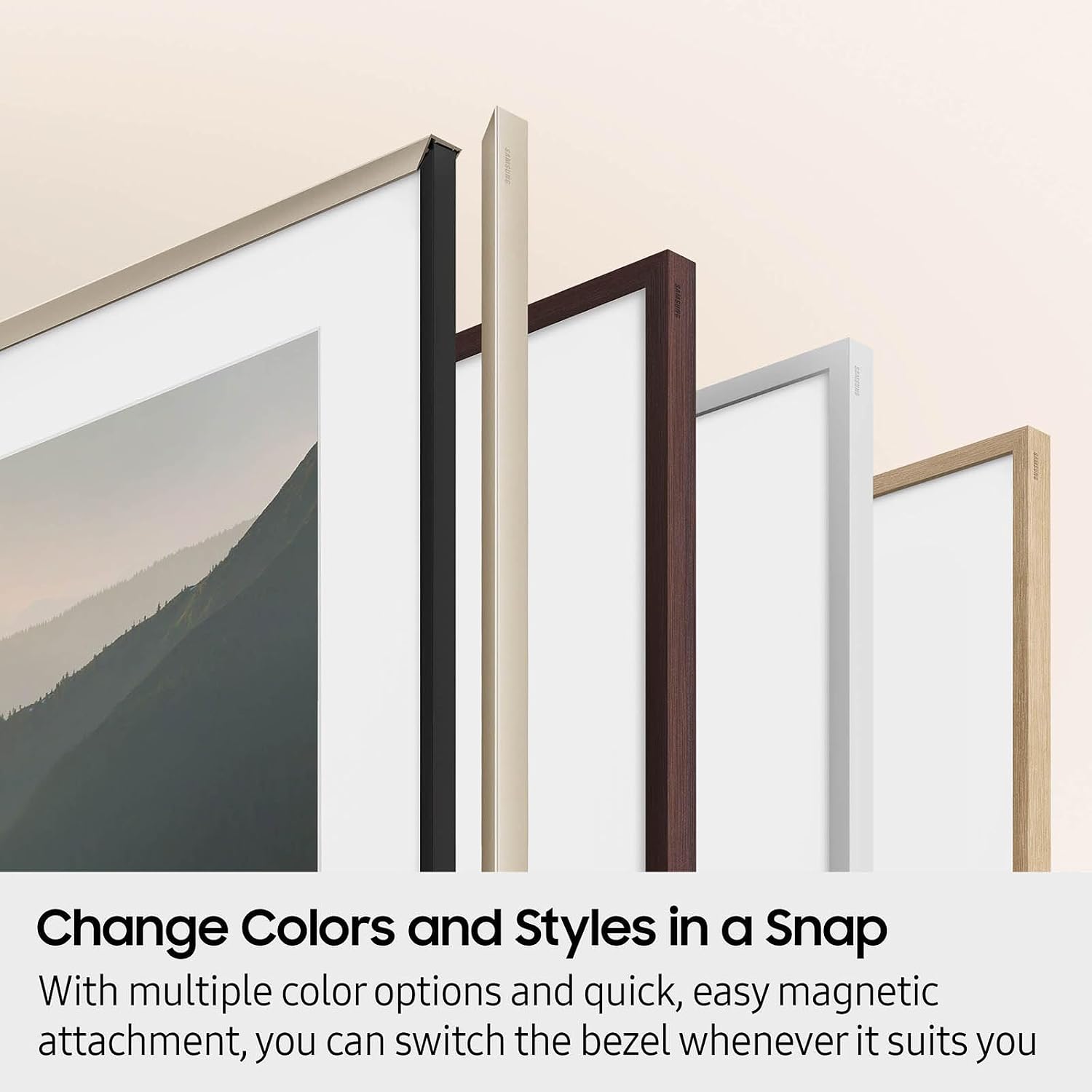 Samsung QN65LS03FAFXZA 65 Inch The Frame QLED 4K Art Mode Vision AI Smart TV with a VG-SCFF65BWBZA Customizable Bezel - Modern Brown (2025)