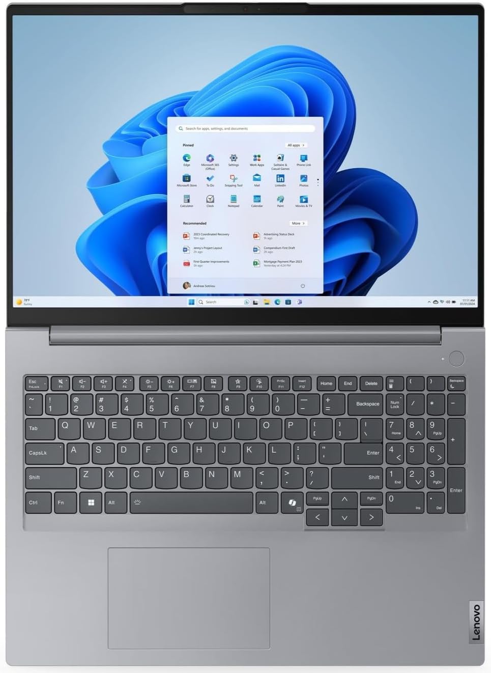 Lenovo ThinkBook 16 G7 Business Laptop 2025,16' WUXGA Display, AMD Ryzen 5 7533HS (6-Core), 16GB DDR5 RAM, 1TB PCIe SSD, Wi-Fi 6, Bluetooth, RJ-45, Webcam, Fingerprint Reader, Copilot Win 11 Pro
