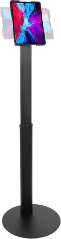 Mount-It! Anti-Theft Universal Tablet Floor Stand Kiosk, Locking Enclosure for iPad, Galaxy Tab & Surface Pro 9.7'–13.1', Height Adjustable 27.5'–47', Commercial Kiosk Stand, Black