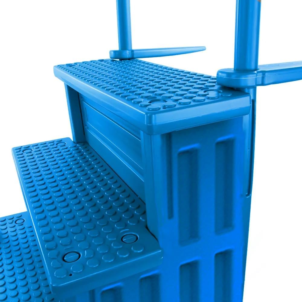 Aqua Select Anti-Slip in-Pool Steps | Blue | for Above Ground Swimming Pools | Can Mount to Decks 48' to 54' H | Safety Stairs Capacity Up to 350 lbs