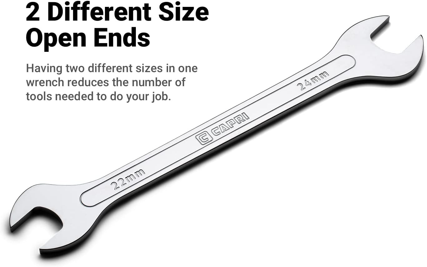 Capri Tools Super-Thin Open End Wrench Set with Wrench Rack, SAE, 1/4 to 1-1/4 in., 8-Piece