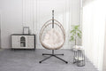 Outdoor Egg-Shaped Hanging Chairs with Stand, 350LBS Capacity Hammock Swing Chair for Patio Garden Balcony Bedroom, Foldable Rocking Chair with Removable Cushion(Beige Gray+White)