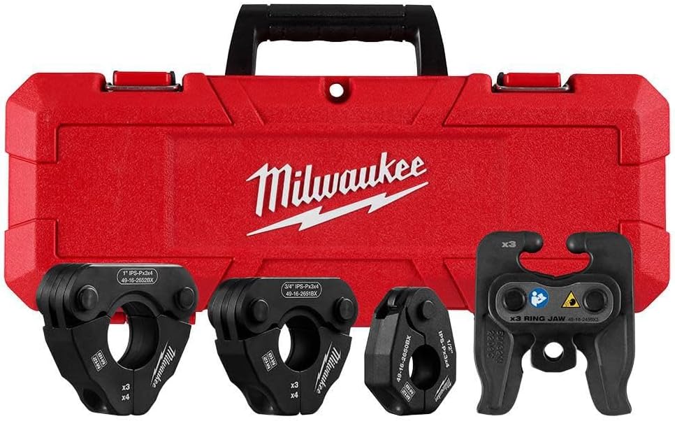 Milwaukee 1/2 Inch - 1 Inch IPS-P Pivoting Press Ring Kit for M12 FORCE LOGIC Press Tool