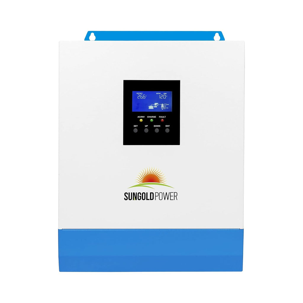 SUNGOLDPOWER 3000W 24V Solar Inverter All in One, 120Vac Input,120V Output Pure Sine Wave, 80A MPPT(PV Range 120-450Vdc) Solar Charger and 40A AC Battery Charger in Off Grid System