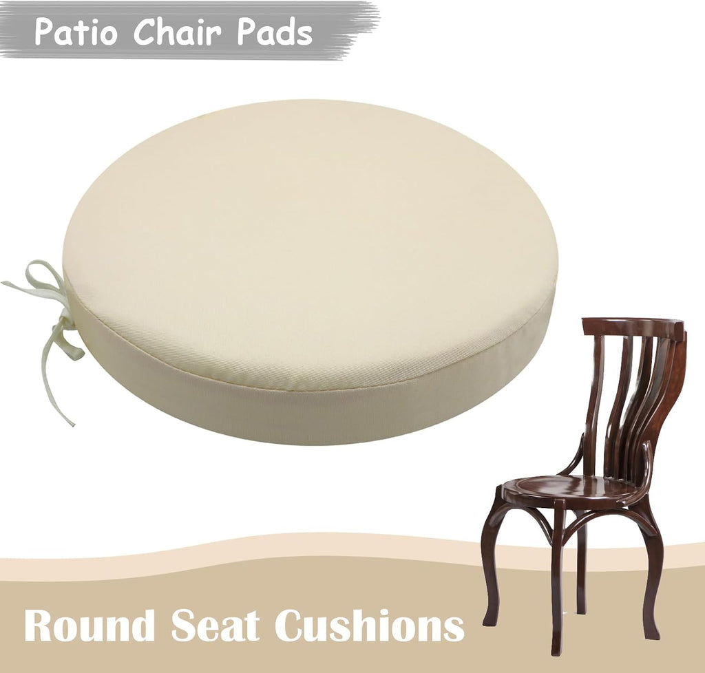 SK Studio Round Outdoor Chair Cushions for Patio Furniture, Set of 4 Waterproof Patio Chair Cushion with Adjustable Ties for Garden Sofa Couch, Purple, 19'x19'x3'