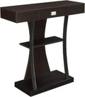 Convenience Concepts Newport Harri Console Table 36' - Modern Sofa Table with Storage Shelves, One Drawer Narrow Entryway Hall Table for Living Room, Espresso