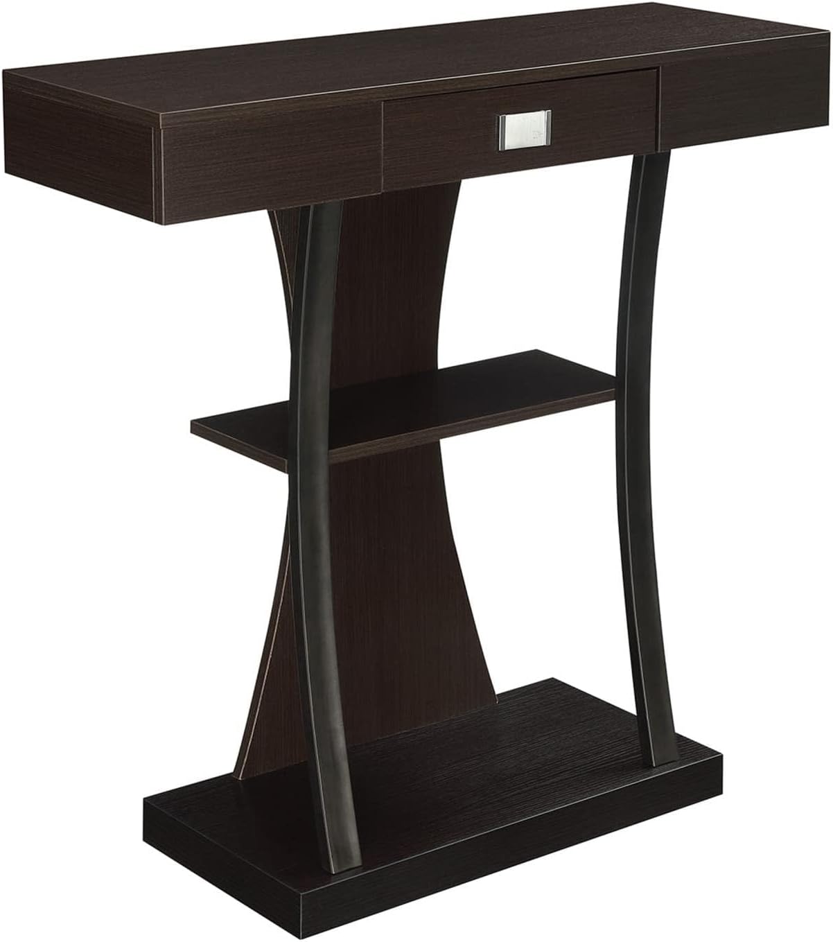 Convenience Concepts Newport Harri Console Table 36' - Modern Sofa Table with Storage Shelves, One Drawer Narrow Entryway Hall Table for Living Room, Espresso