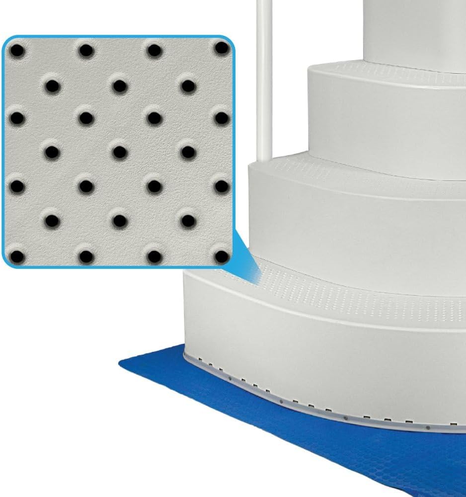 Aqua Select Resin Pool Steps for Above Ground Pools | Oyster Shell White | Heavy-Duty ABS Construction | 350 lb Capacity, Non-Slip Step Treads, & Handrail | Includes Liner Guard | No Weights Needed