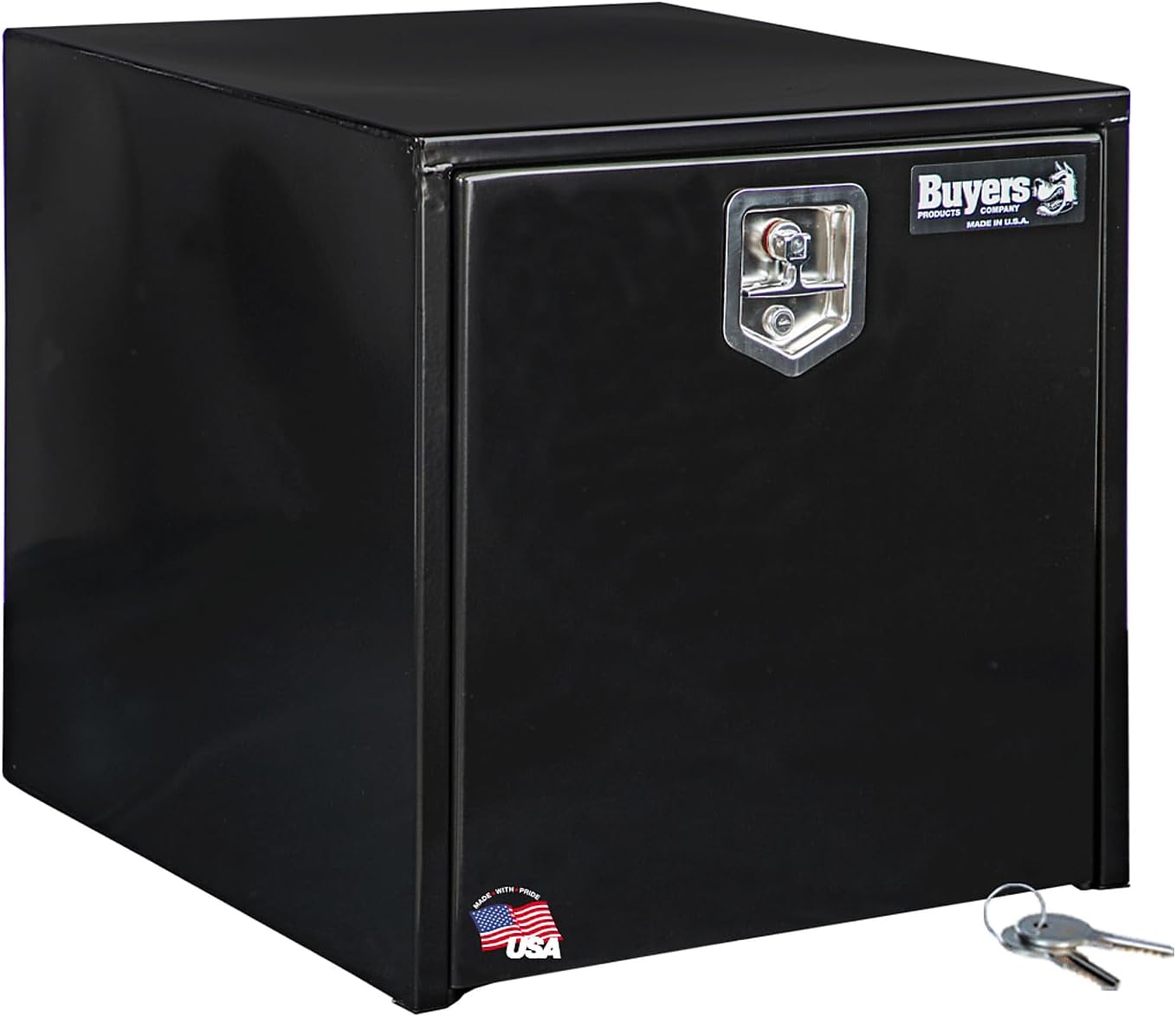 Buyers Products 1704300 Black Steel Underbody Truck Tool Box – 24 x 24 x 24 Inch - Truck Bed & Underbelly RV Storage Box, Locking T-Latch, Weather-Resistant, Heavy-Duty Flatbed Job Box, Made in USA