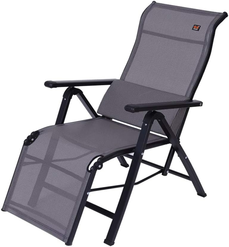 N / A Folding Deck Chair meshGarden Leisure Folding Deck Chair, Adjustable Zero Gravity Waterproof Rocking Chair for Indoor/Outdoor/Lunch/Camping, Gray