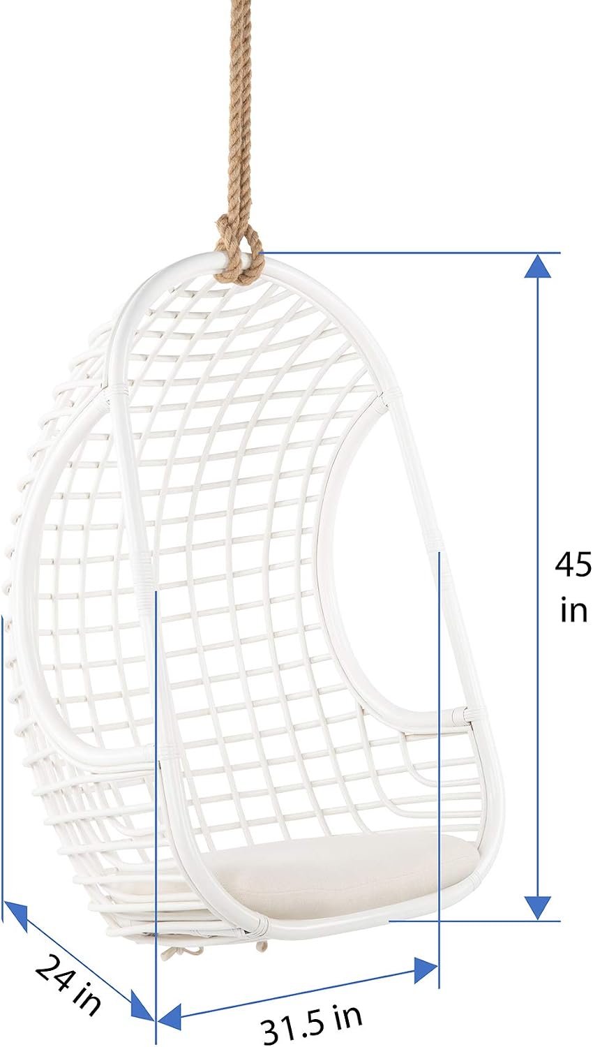 KOUBOO Grid Rattan Hanging Chair, Hammock Chairs with Stands for Patio, Hanging Egg, Swings, Bedroom, Adjustable Height Resistant, Outdoor & Indoor, Home Decore, Natural