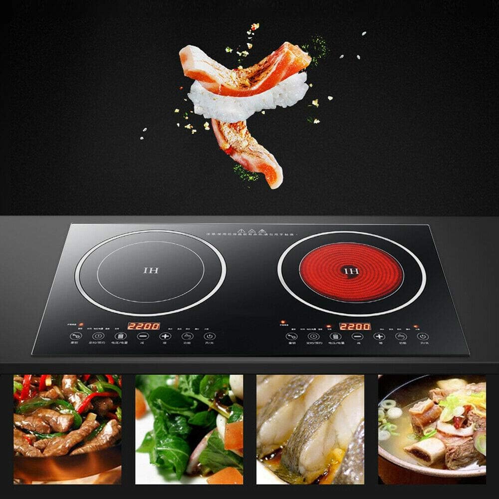 Portable Induction Cooktop - 110V 8 Levels Electric Dual Induction Cooker Cooktop Countertop Double Burner Suitable for Cast Iron Cookware Kitchen or Resturant USA STOCK