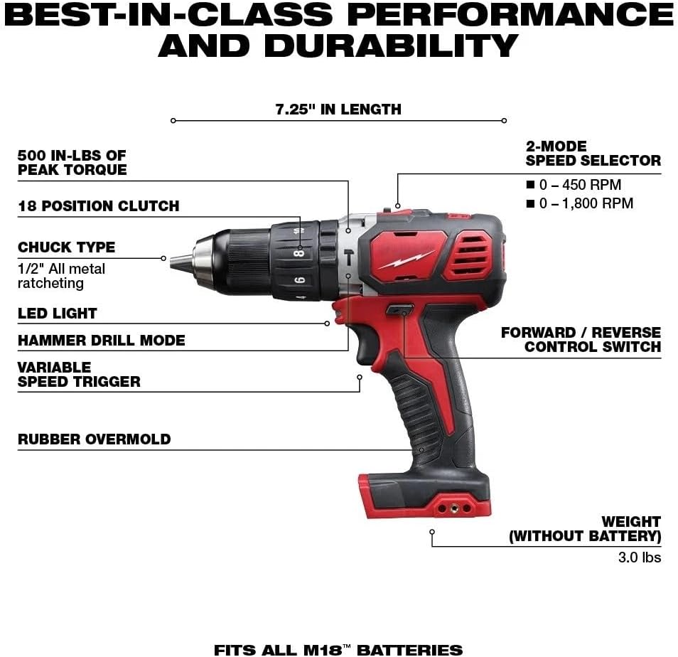 New Cordless 4 Tool Combo Kit 2696-24 for Milwaukee M18 2607-20 1/2' Hammer Drill/Driver 2620-20 Recip Saw 2656-20 1/4' Hex Impact Driver 2735-20 Work Light Kit