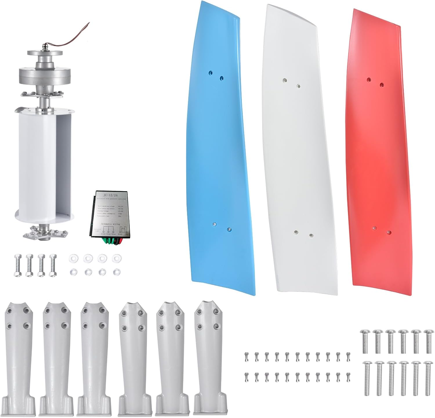 Wind Turbine Kit - 3 Leaves Wind Powered Generator 3000W - Quiet AC Permanent Magnet Generator, Windmill Household for Street Lighting