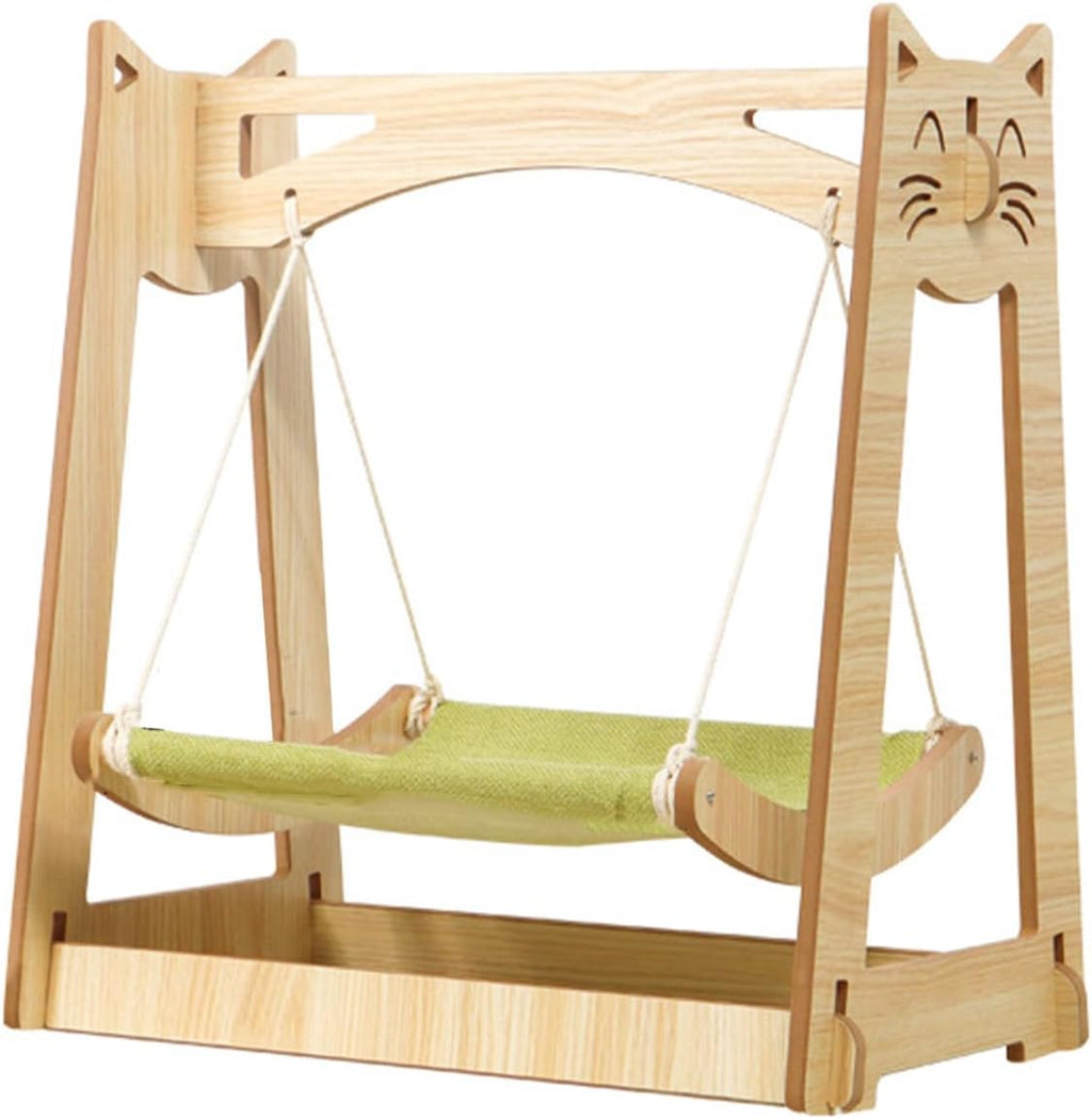 Cat Hammock Bed, Hanging Cat Bed, Hammock Rocking Chair, Wooden Comfortable Breathable Stable Quiet Summer Hanging Cat Bed for All Seasons (DC-006-2)