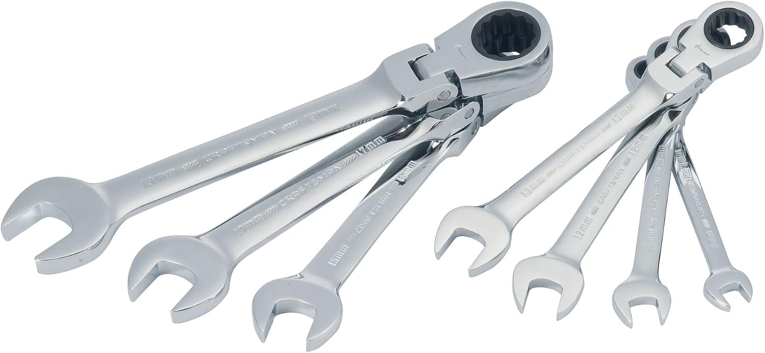 CRAFTSMAN Ratchet Set, 72-Tooth, 180 Degree Flexi Head Design, Solid Chrome Finish (CMMT87009), 7 Count (Pack of 6)
