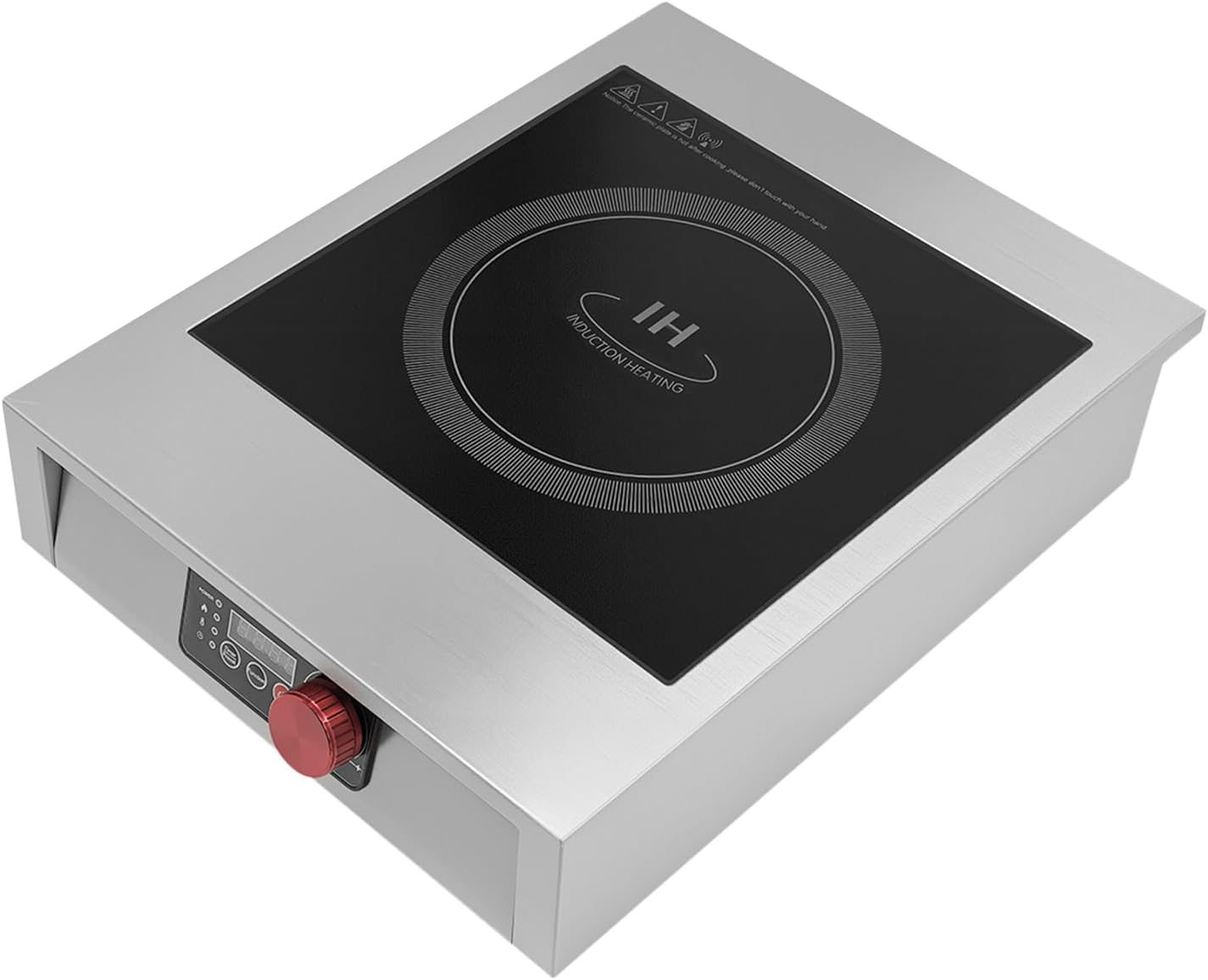 Commercial Grade Induction Cooktop Portable Induction Cooktop 8-inch Large Heating Coil Stainless Steel Countertop Burners Touch Screen and LCD Display Silver/Black