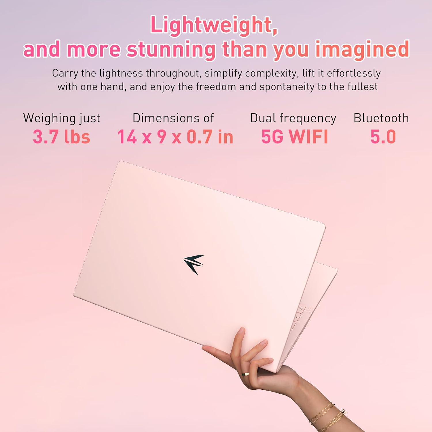 Auusda 15.6' FHD Laptop for Work, Student and Entertainment, 16GB Dual RAM 512GB SSD, Full Function USB Type C/HDMI/Backlit Keyboard/Fingerprint/USB 3.0, Win 11 Pro, Dual Core 4T Processor, Pink