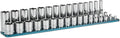 Capri Tools 3/8 in. Drive Master Chrome Socket Set, 6-Point, 8 to 22 mm, Shallow and Deep with Billet Aluminum Rail