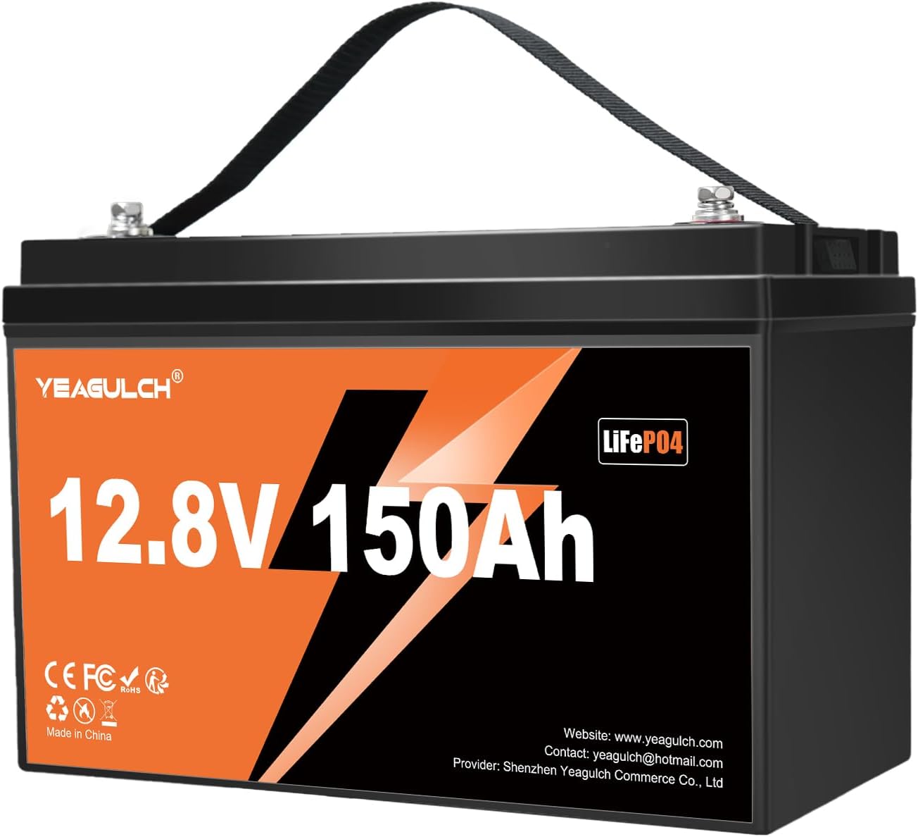 12V 150Ah LiFePO4 Lithium Battery Built-in 100A BMS 1920Wh 15000+ Deep Cycle Rechargable Low Temp Cut Off Battery for Camping, Solar, RV, Marine, Off-Grid Applications