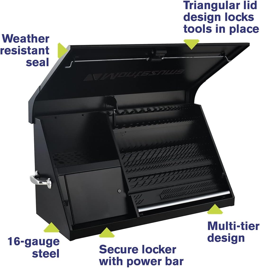 Montezuma DX411B 41' x 18' Heavy Duty Steel Triangle Toolbox (steel, black)