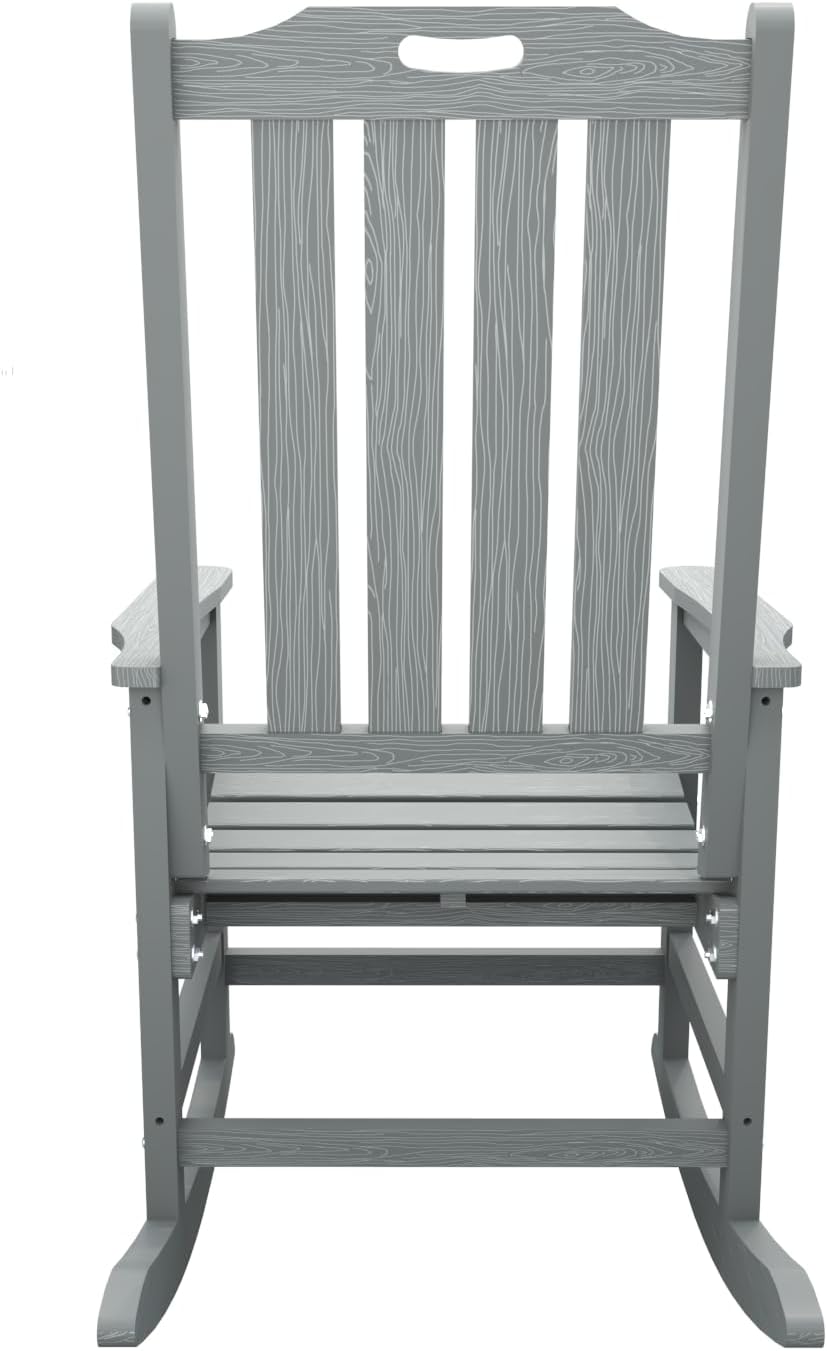 THOEOE Oversized Rocking Chair Set of 2, Outdoor Rocking Chair for Adults, All Weather Resistant Porch Rocker for Lawn Garden, Grey