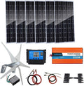 1000 Watts Wind Solar Powered System(Hybrid System Kit): 400W Wind Turbine Generator + 6pcs 100W Monocrystalline Solar Panel + 2000W Pure Since Wave Inverter(Peak 4000W)+Accessories