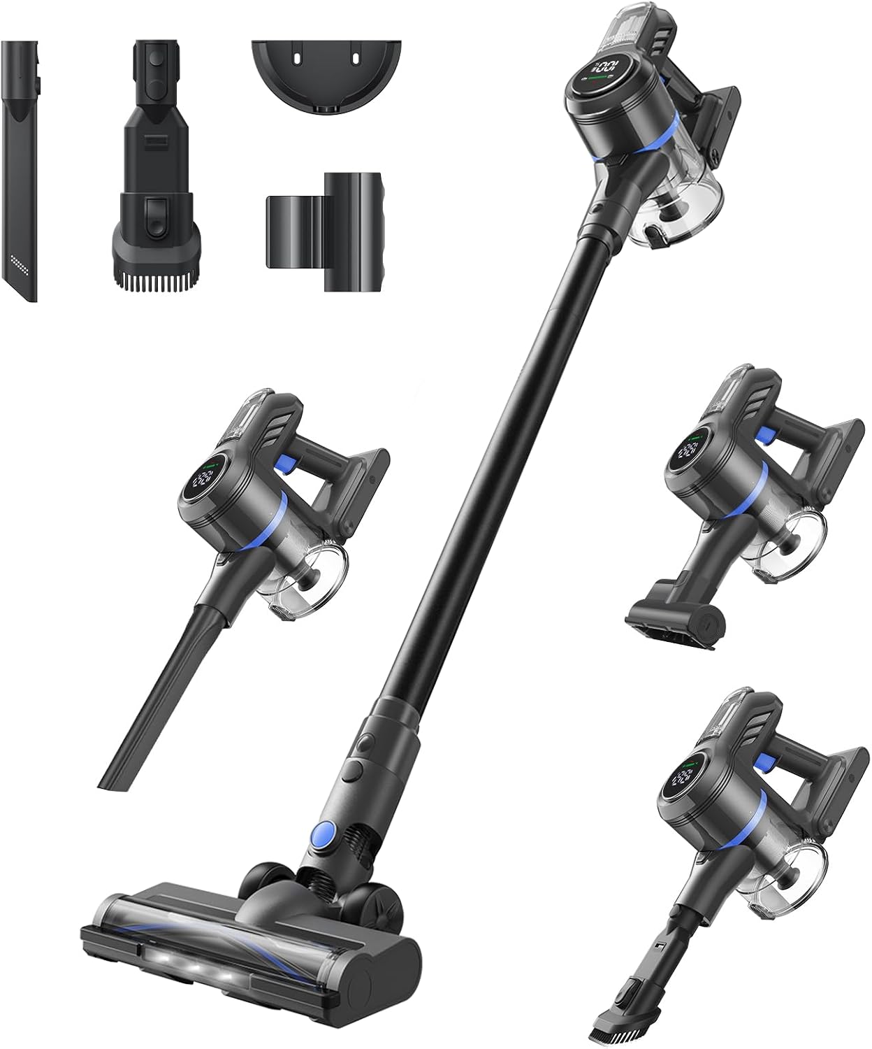 DREAME J30W Cordless Vacuum Cleaner for Home, 6-in-1 Cordless Stick Vacuum Rechargeable, 65Mins Runtime, Powerful Suction, Wireless Vacuum Cleaner for Hardwood Floor, Carpet, Tile, Pet Hair, Black