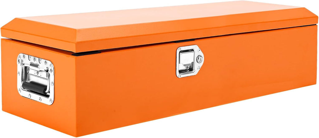 Garvee Black Steel Truck Bed Tool Box, Diamond Plate Tool Box with Side Handle and Lock Keys, Storage Toolbox Chest Box Organizer for Pickup, Truck Bed, RV, Trailer