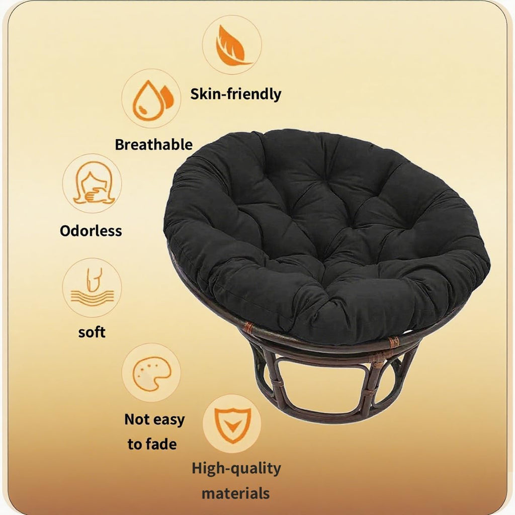Large Round Chair Cushion, Thick Outdoor Rocking Chair Cushion, Rattan Hanging Basket Cushion, for Indoor Outdoor Chair Garden Egg Nest Replacement Pad Grey 150cm